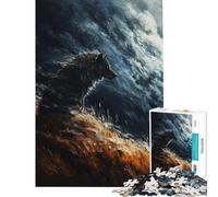 Puzzles for Adults 1000 Puzzles Wolf in Stormy Sky Fun at Home Activities, Enhance Memory Hands-on Game for And 14 Years And over (50x75cm)