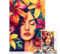 Puzzles for Adults 1000 Puzzles Woman Surrounded by Flowers Educational Toy Birthday Gift Impossible Game with Matching Poster And Trivia Sheet Size 50x75cm