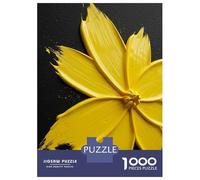 Puzzles for Adults 1000 Puzzles Yellow Paint Flower on Black Background Puzzle for Adults Relax Games Analysis And Logic Deal As Gifts for The Whole Family 38x26cm/1000pcs