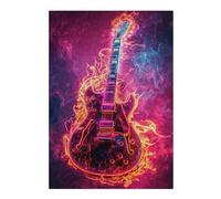 Puzzles for Adults 1000pcs(38x26cm) S Puzzles Electric Guitar Neon Art Print Puzzles for Adults Family Game Wall Art Deal As Gifts for The Whole Family 1000pcs(38x26cm) S