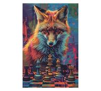 Puzzles for Adults 1000pcs(75x50cm) Fox Chess Strategy Art Print -3 Puzzle for Adults Relaxing Games Pattern Assembly Christmas Birthday Gifts 1000pcs(75x50cm)