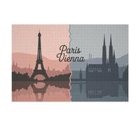 Puzzles for Adults 1000pcs(75x50cm) Puzzles Paris And Vienna Skyline Silhouette Jigsaws for Adults Anti-Stress Toys Wall Art Deal As Gifts for The Whole Family 1000pcs(75x50cm)