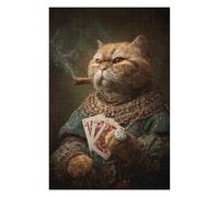 Puzzles for Adults 1000pcs(75x50cm) Royal Cat with Cigar And Cards-2 Adult Jigsaw Puzzle Brain Teaser Game Presents for Women Fun Activities at Home 1000pcs(75x50cm)