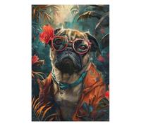 Puzzles for Adults 1000pcs(75x50cm) Tropical Pug in Sunglasses Puzzle for Adults Relaxing Games Pattern Assembly Christmas Birthday Gifts 1000pcs(75x50cm)