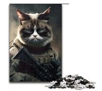 Puzzles for Adults 1000pcs Piece Grumpy Cat Army Portrait Toy Intellectual Game Is Ideal As A Gift for The Whole Family 75x50cm