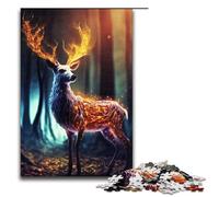 Puzzles for Adults 1000pcs Piece Mystical Deer in Forest Pattern Assembly Help The Brain Exercise Addictive Toys to Cultivate Patience 75x50cm
