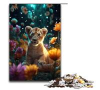 Puzzles for Adults 1000pcs Pieces Magical Floral Lion Cub Impossible Puzzle Family Game Stress Reliever Difficult Challenge 75x50cm