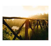 Puzzles for Adults 1500 Pieces-Fence,Grass,Houses,Trees,Rays,Sun,Nature 87x57cm
