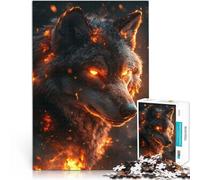 Puzzles for Adults 2000 Piece Alpha Wolf in flames Made of cardboard for 14+ For Family Fun & Game Night Artists' Collection, Fine Arts。size:70x100cm/27.5x39.3inch