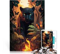 Puzzles for Adults 2000 Piece Fiery Black Panther Spielzeug-Intellektuelles Spiel mit passendem Poster und Quizblatt70x100cm