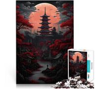 Puzzles for Adults 2000 Piece Red Moon Japan Interessante Stressreduzierung mit vollständig ineinander greifenden, zufällig geformten Teilen70x100cm