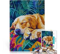 Puzzles for Adults 2000 Piece Sleeping Golden Retriever Made of cardboard，for ages 14 and over Relaxing games Good gift。size：70x100cm/27.5x39.3inch