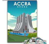 Puzzles for Adults 2000 Pieces Accra Ghana Travel Poster, for Ages 14 And over Each Piece Is Unique - Fun And Challenging Game for The Whole Family Good Gift 70x100cm