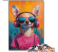Puzzles for Adults 2000 Pieces Chihuahua Listening to Music Help The Brain Exercise Addictive Toys to Cultivate Patience Parent-child Interaction 70x100cm