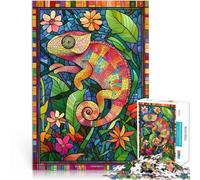 Puzzles for Adults 2000 Puzzles Stained Glass Chameleon Made of cardboard，Suitable for people aged 14 and above Difficult and challenging great size：70x100cm/27.5x39.3inch