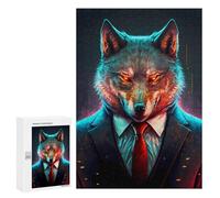 Puzzles for Adults 300 PCS Alpha Wolf in Suit Puzzle for Adults Family Games Hand Speed Race Unique Birthday And Xmas Gifts 300 PCS