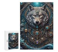 Puzzles for Adults 300 PCS Astral Guardian Wolf Jigsaw for Teenagerss Pattern Assembly Parent-child Interaction Beautiful Design Game 300 PCS