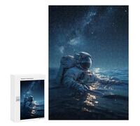 Puzzles for Adults 300 PCS Astronaut Floating in Ocean Puzzles for Teenagers Staycation Kill Time Help The Brain Exercise Unique Birthday And Xmas Gifts 300 PCS