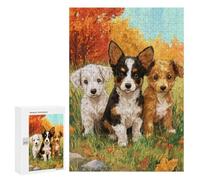 Puzzles for Adults 300 PCS Autumn Puppies in Field-1 Jigsaw Puzzles for Adults But Fun And Humorous for Birthday, Chrismas Christmas Birthday Gifts 300 PCS