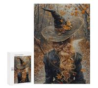 Puzzles for Adults 300 PCS Autumn Witch Hat with Leaves Jigsaw Puzzles for Adults But Fun And Humorous for Birthday, Chrismas Christmas Birthday Gifts 300 PCS