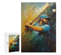 Puzzles for Adults 300 PCS Baseball Batter Swing - Energetic Abstract Sports Art Jigsaw for Adults Relaxing Games Analysis And Logic Unique Birthday And Xmas Gifts 300 PCS