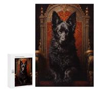 Puzzles for Adults 300 PCS Black German Shepherd Dog on Throne Jigsaw for Adults Relaxing Games Presents for Women Challenging Game Gifts 300 PCS