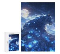 Puzzles for Adults 300 PCS Blue Tiger Under The Moonlight Puzzles for Adults Hands-on Game But Fun And Humorous Christmas Birthday Gifts 300 PCS