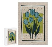 Puzzles for Adults 300 PCS Blue Tulips Mid Century Jigsaw Puzzles for Teenagerss Stress Reliever Educational Challenge Christmas Birthday Gifts 300 PCS