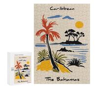 Puzzles for Adults 300 PCS Caribbean, The Bahamas Travel Poster Jigsaw for Teenagerss Pattern Assembly Parent-child Interaction Beautiful Design Game 300 PCS