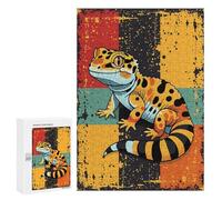 Puzzles for Adults 300 PCS Cartoon Gecko with Retro Background Jigsaws for Adults Relaxing Games Enhance Memory Unique Birthday And Xmas Gifts 300 PCS