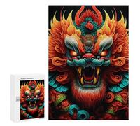 Puzzles for Adults 300 PCS Chinese Mythical Creature Art Print Jigsaw for Teenagerss Pattern Assembly Parent-child Interaction Beautiful Design Game 300 PCS
