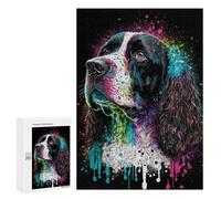 Puzzles for Adults 300 PCS Colorful Cocker Spaniel Art Print-2 Puzzle For Teenagers Improve Memory Challenging To Complete Challenging Family Fun Game 300 PCS