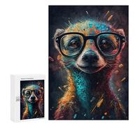 Puzzles for Adults 300 PCS Colorful Meerkat with Glasses Jigsaw for Teenagerss Pattern Assembly Parent-child Interaction Beautiful Design Game 300 PCS