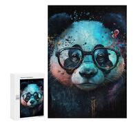 Puzzles for Adults 300 PCS Colorful Panda Glasses Art Print Jigsaw for Teenagerss Pattern Assembly Parent-child Interaction Beautiful Design Game 300 PCS