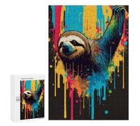 Puzzles for Adults 300 PCS Colorful Sloth Art Print-1 Puzzles for Teenagers Staycation Kill Time Help The Brain Exercise Unique Birthday And Xmas Gifts 300 PCS