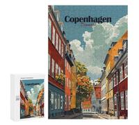 Puzzles for Adults 300 PCS Copenhagen Denmark Cityscape Art Print Jigsaws for Adults Relaxing Games Enhance Memory Unique Birthday And Xmas Gifts 300 PCS