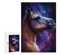 Puzzles for Adults 300 PCS Cosmic Horse Portrait Jigsaw for Teenagerss Pattern Assembly Parent-child Interaction Beautiful Design Game 300 PCS