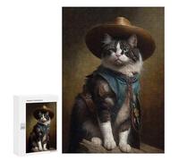 Puzzles for Adults 300 PCS Cowboy Cat Jigsaw for Adults Relaxing Games Analysis And Logic Unique Birthday And Xmas Gifts 300 PCS