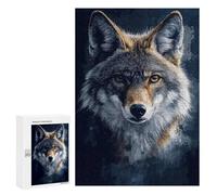 Puzzles for Adults 300 PCS Coyote Portrait on Dark Background Jigsaw for Teenagerss Pattern Assembly Parent-child Interaction Beautiful Design Game 300 PCS