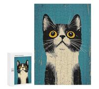 Puzzles for Adults 300 PCS Curious Vintage Cat Portrait Jigsaws for Adults Relaxing Games Enhance Memory Unique Birthday And Xmas Gifts 300 PCS