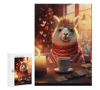 Puzzles for Adults 300 PCS Cute Morning Coffee Llama Jigsaw for Adults Relaxing Games Analysis And Logic Unique Birthday And Xmas Gifts 300 PCS