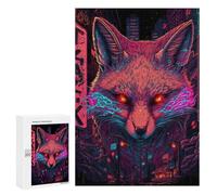 Puzzles for Adults 300 PCS Cyberfox Neon Cityscape-1 Puzzle for Adults Family Games Hand Speed Race Unique Birthday And Xmas Gifts 300 PCS