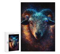 Puzzles for Adults 300 PCS Electric Ram with Glowing Horns Jigsaw for Teenagerss Pattern Assembly Parent-child Interaction Beautiful Design Game 300 PCS