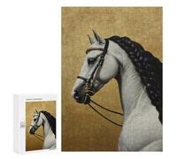 Puzzles for Adults 300 PCS Elegant White Horse Portrait Puzzle For Teenagers Improve Memory Challenging To Complete Challenging Family Fun Game 300 PCS