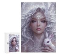 Puzzles for Adults 300 PCS Enchanted White Fantasy Bunny Puzzles for Teenagers Staycation Kill Time Help The Brain Exercise Unique Birthday And Xmas Gifts 300 PCS