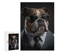 Puzzles for Adults 300 PCS English Bulldog Mafia Boss Jigsaw for Adults Relaxing Games Presents for Women Challenging Game Gifts 300 PCS