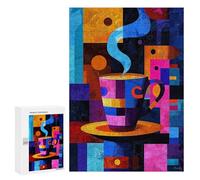 Puzzles for Adults 300 PCS Expressionist Geometry Coffee - Vibrant Abstract Café Art Jigsaws for Adults Relaxing Games Enhance Memory Unique Birthday And Xmas Gifts 300 PCS