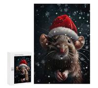 Puzzles for Adults 300 PCS Festive Mouse Christmas Jigsaw for Adults Relaxing Games Analysis And Logic Unique Birthday And Xmas Gifts 300 PCS