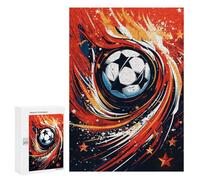 Puzzles for Adults 300 PCS Fire Soccer Ball Artwork Puzzles for Teenagers Staycation Kill Time Help The Brain Exercise Unique Birthday And Xmas Gifts 300 PCS