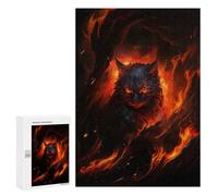 Puzzles for Adults 300 PCS Flaming Cat Artwork Jigsaw for Teenagerss Pattern Assembly Parent-child Interaction Beautiful Design Game 300 PCS